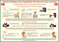 Таблица "Порядок действий при опасном кровотечении" (100х140 сантиметров, винил) - fgospostavki.ru - Яблоновский