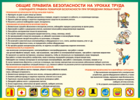 Таблица "Общие правила безопасности на уроках труда" (100х140 сантиметров, винил) - fgospostavki.ru - Яблоновский