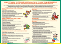 Таблица "Правила безопасности на уроках труда для девочек" (100х140 сантиметров, винил) - fgospostavki.ru - Яблоновский