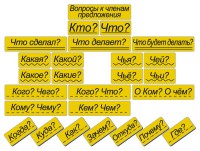 Набор магнитных карточек "Вопросы к членам предложения" (фон жёлтый) - fgospostavki.ru - Яблоновский