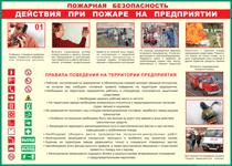 Таблица "Действия при пожаре на предприятии" (100х140 сантиметров, винил) - fgospostavki.ru - Яблоновский