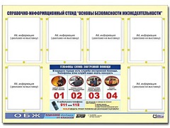 Стенд информационный "Основы безопасности жизнедеятельности" (80*110, 6 карманов) - fgospostavki.ru - Яблоновский