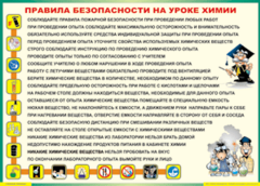 Таблица "Правила безопасности на уроке химии" (100х140 сантиметров, винил) - fgospostavki.ru - Яблоновский