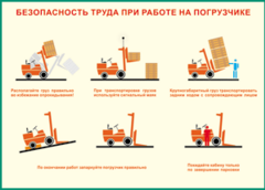 Таблица "Безопасность труда при работе на погрузчике" (100х140 сантиметров, винил) - fgospostavki.ru - Яблоновский