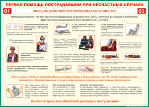 Таблица "Порядок действий при переломах конечностей" (100х140 сантиметров, винил) - fgospostavki.ru - Яблоновский