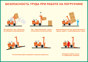 Таблица "Безопасность труда при работе на погрузчике" (100х140 сантиметров, винил) - fgospostavki.ru - Яблоновский