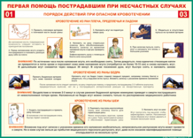 Таблица "Порядок действий при опасном кровотечении" (100х140 сантиметров, винил) - fgospostavki.ru - Яблоновский