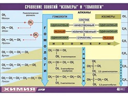 Таблица демонстрационная "Сравнение понятий изомер и гомолог" (винил 70x100) - fgospostavki.ru - Яблоновский