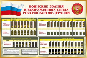 Стенд "Воинские звания в вооруженных силах РФ" - fgospostavki.ru - Яблоновский