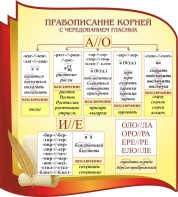 Стенд "Правописание корней с чередованием гласных" - fgospostavki.ru - Яблоновский
